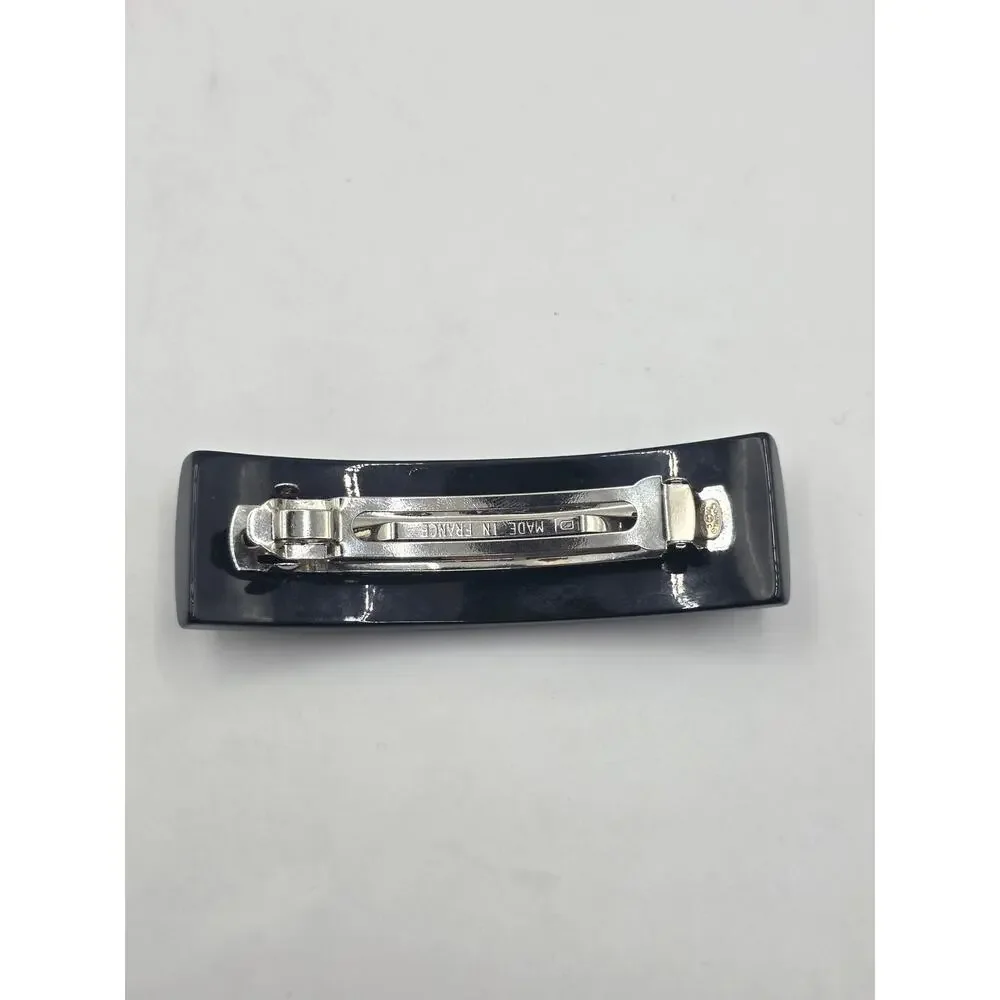 Chanel Black white Polka Dot Interlocking CC Hair Clip - Picture 5 of 14